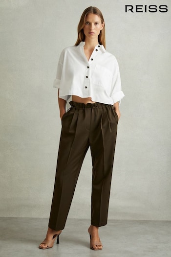 Reiss White Solene Cropped Cotton Shirt (E91952) | £88