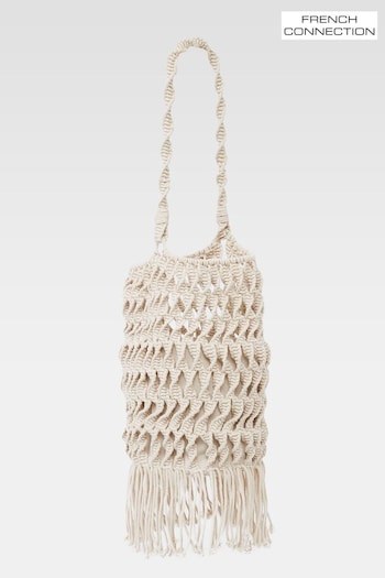 French Connection Brown 100% Cotton Macrame Bag (E92059) | £79