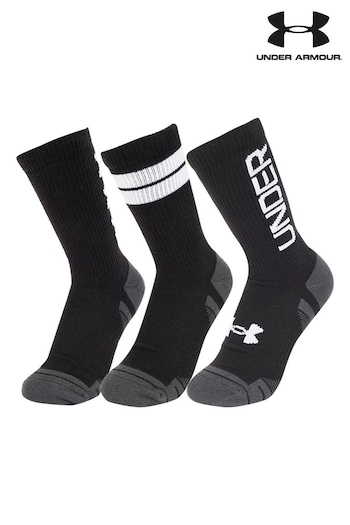 Under Armour Black Perf Tech Nov Crew Socks 3 Pack (E92115) | £14