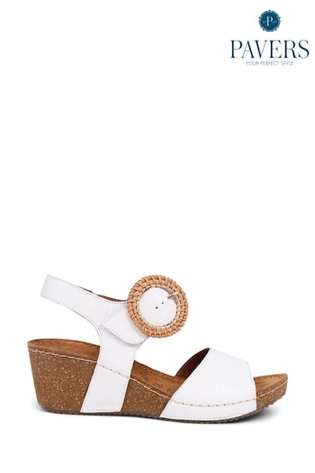 Pavers White Leather Wedge Sandals (E92267) | £45