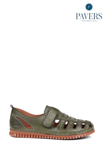 Pavers Green Leather Fisherman Sandals (E92272) | £50