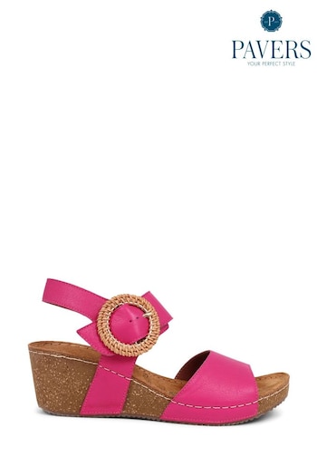 Pavers Pink Leather Wedge 53702-35 sandals (E92276) | £45