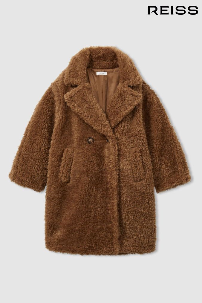 Girls borg coat clearance
