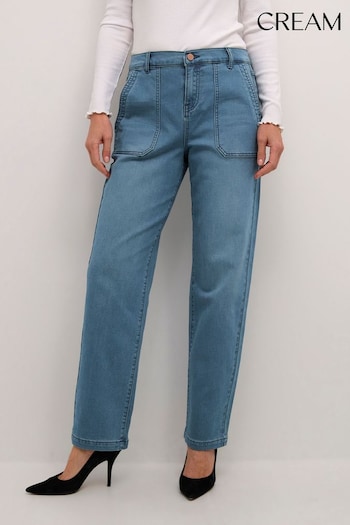 Cream Regular Fit Blue Stacia Straight Legs Jeans (E92658) | £100
