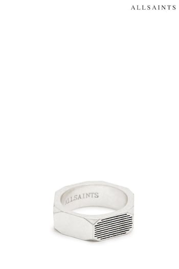 AllSaints Silver Tone Hexagon Band Ring (E92745) | £39