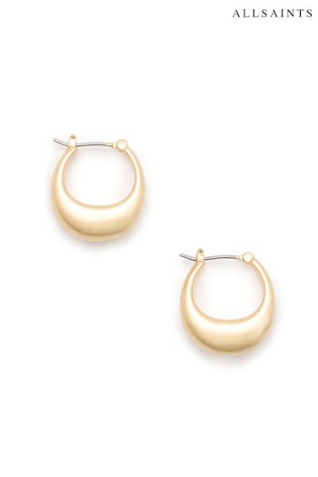 AllSaints Gold Tone Sculpted Tube Hoop Earrings (E92756) | £45