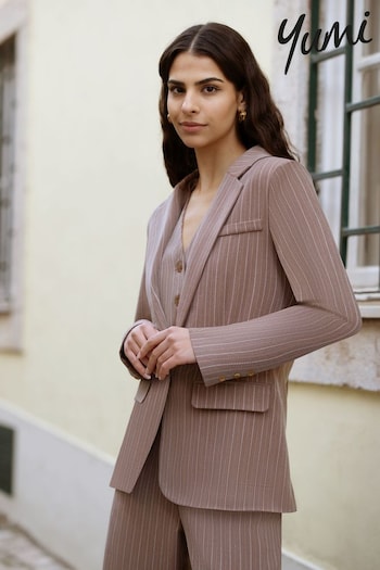 Yumi Brown Pinstripe Blazer (E92876) | £55