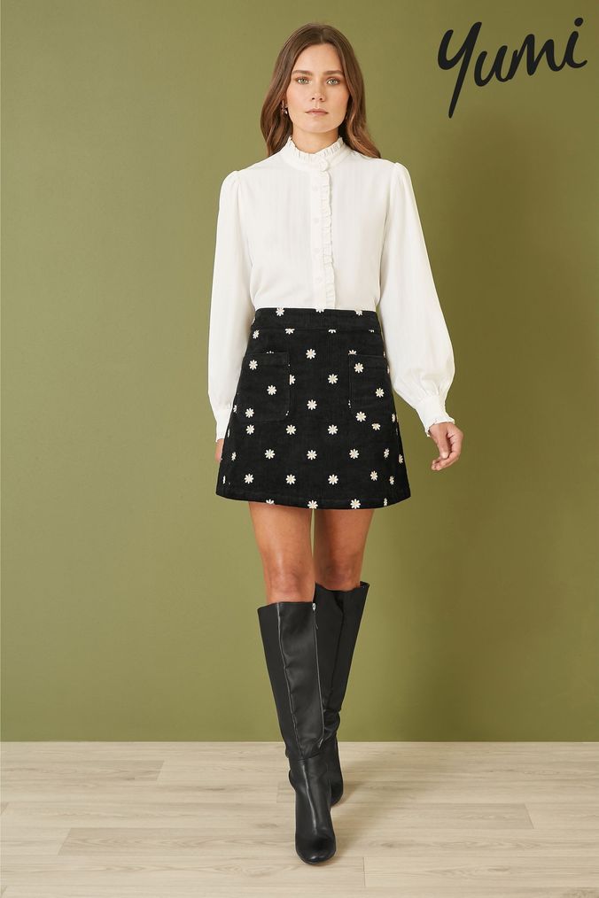 Embroidered mini skirt uk clearance