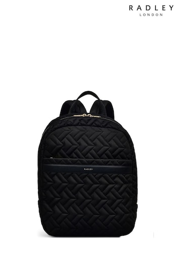 Radley London Medium Holland Park Quilt Zip Top London Black Backpack (E93017) | £149