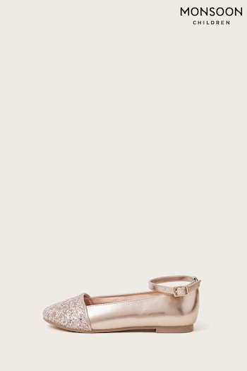 Monsoon Pink Glitter Ballerina Flats (E93452) | £24 - £28