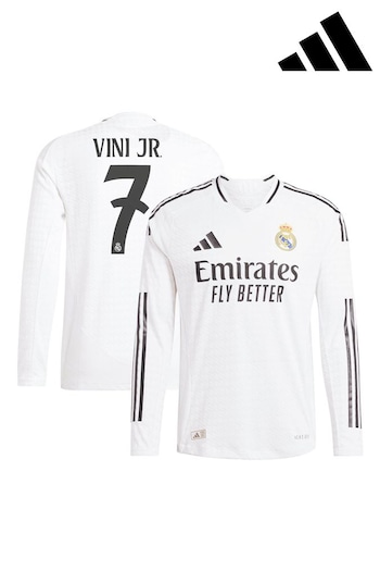 adidas White Long Sleeve Real Madrid Home Authentic Shirt 2024-25 (E93566) | £155