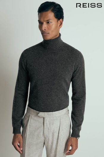 Reiss Charcoal Melange Regal Atelier Cashmere Roll-Neck Jumper (E93711) | £198