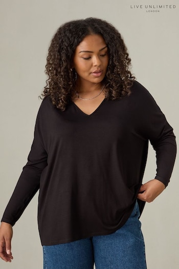 Live Unlimited Curve Jersey Long Sleeve Black Top (E93763) | £42