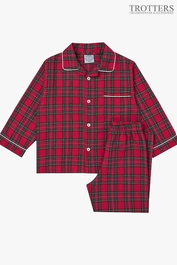 Trotters London Red Cosy Tartan Pyjamas (E93956) | £58 - £62