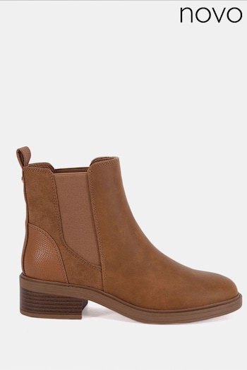 Novo Brown Wide Fit Daniela Flat Chelsea Boots (E94152) | £42