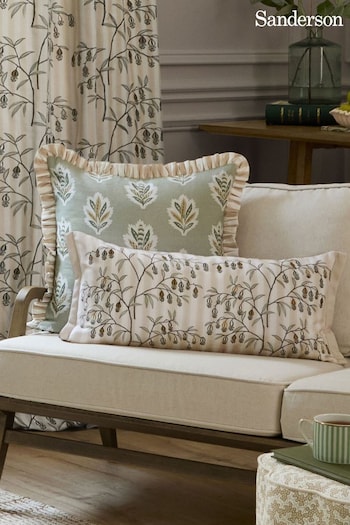 Sanderson Linen Chinese Lanterns Floral Embroidered Cushion (E94195) | £50