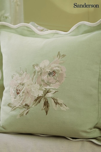 Sanderson Sage Adele Floral Embroidered Wave Cushion (E94197) | £26