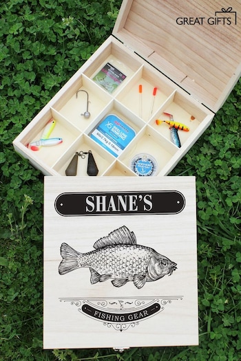 Great Gifts Personalised Fishing Gear Wooden Brown Box (E94447) | £20