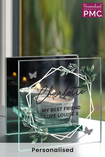 Personalised Mirrored Glass Tea Light Holder by PMC (E94602) | £15