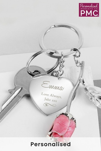 Personalised Pink Rose Keyring by PMC (E94605) | £12