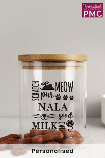 Personalised Glass Cat Treats Jar by PMC (E94635) | £16