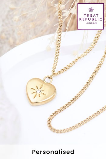 Treat Republic Gold Tone Personal Celestial Heart Pendant and Necklace (E94679) | £35