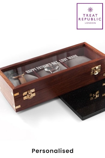 Treat Republic Personalised Wooden Brown Watch Box 3 Piece (E94680) | £40