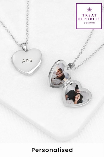 Treat Republic Silver Tone Personalised Heart Photo Locket (E94689) | £35