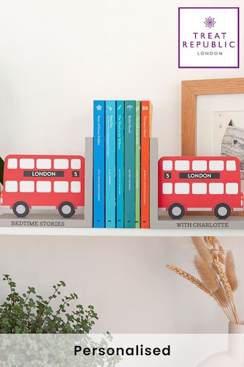 Kids Red Personalised London Bus Bookends by Treat Republic (E94691) | £25