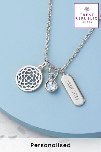 Treat Republic Silver Tone Personalised Mandala Charms Necklace (E94704) | £30