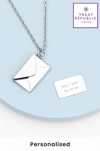 Treat Republic Tone Personalised Secret Message Envelope Necklace (E94710) | £30