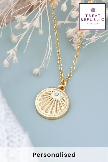 Treat Republic Gold Tone Personalised Sunburst Necklace (E94723) | £30