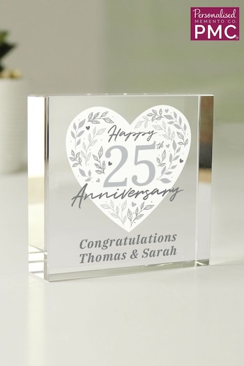 Personalised Silver 25th Anniversary Crystal Token Ornament by PMC (E94750) | £15