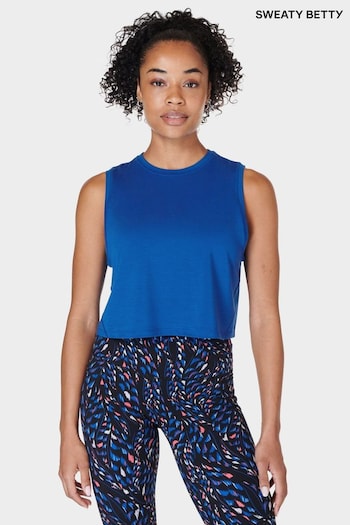 Sweaty Betty Blue Breathe Easy Crop Muscle Tank (E95003) | £40