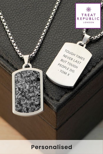 Treat Republic Personalised Mens Silver Tone Snowflake Obsidian Dog Tag Necklace (E95123) | £29