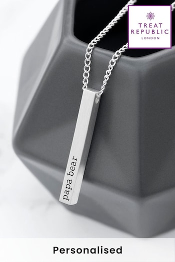 Treat Republic Mens Silver Tone Personalised Necklace (E95130) | £29