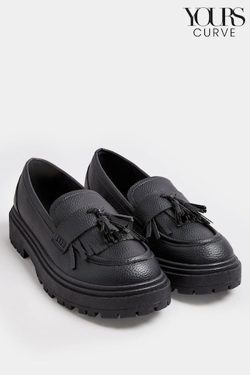 Yours Curve Black Extra Wide Fit Chunky Tassel Loafers (E95302) | £34