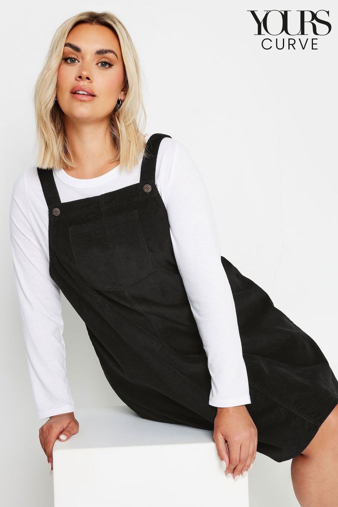 Ladies black pinafore deals