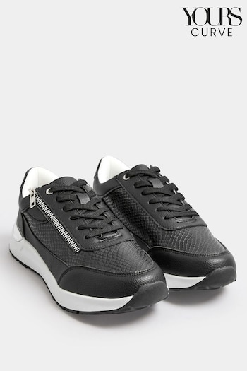 Yours Curve Black Extra Wide Fit Zip Trainers (E95325) | £37