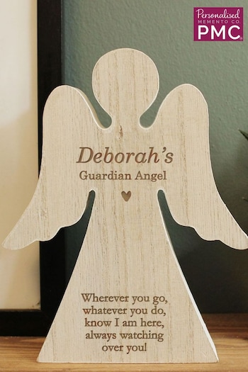 Personalised Rustic Wooden Angel Brown Decoration by PMC (E95788) | £15