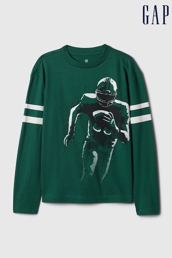 Gap Green Athletic Graphic Crew Neck Long Sleeve T-Shirt (4-13yrs) (E95945) | £14