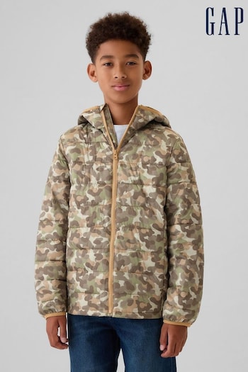 Gap Green Camo Cold Control Water Resistant Puffer Jacket (4-13yrs) (E95956) | £40