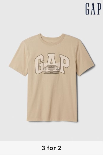 Gap Brown Car Logo Graphic Short Sleeve Crew Neck T-Shirt (4-13yrs) (E95985) | £10