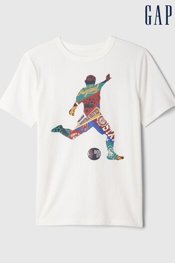 Gap White Football Graphic T-Shirt (4-13yrs) (E95986) | £10