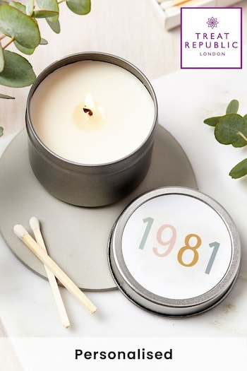 Personalised White Birth Year Candle by Treat Republic (E96005) | £20