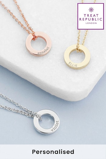 Treat Republic Silver Tone Personalised Mini Ring Necklace (E96020) | £23