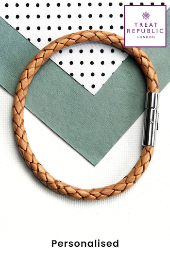 Treat Republic Personalised Woven Brown Bracelet (E96044) | £28