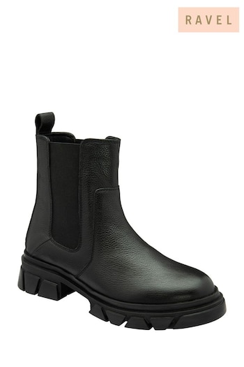 Ravel Black Leather Pull-On Chelsea Boots (E96379) | £75