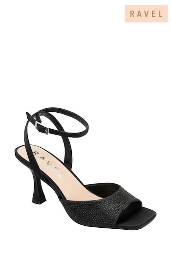 Ravel Black Peep-Toe Block-Heel Mule Sandals (E96389) | £65