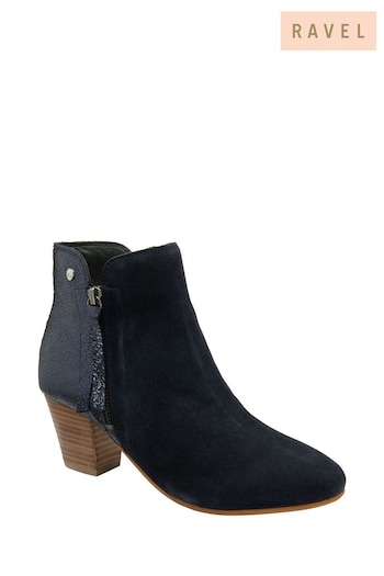 Ravel Blue Suede Heeled Ankle Boots (E96404) | £95